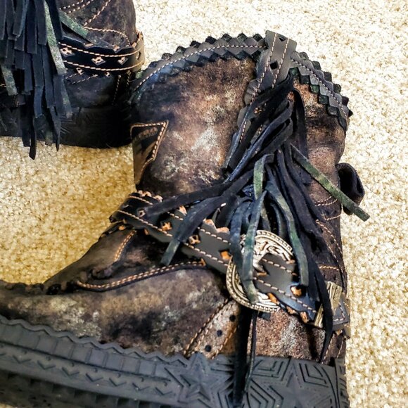 Fringe Black Women's Boots - Picture 8 of 9